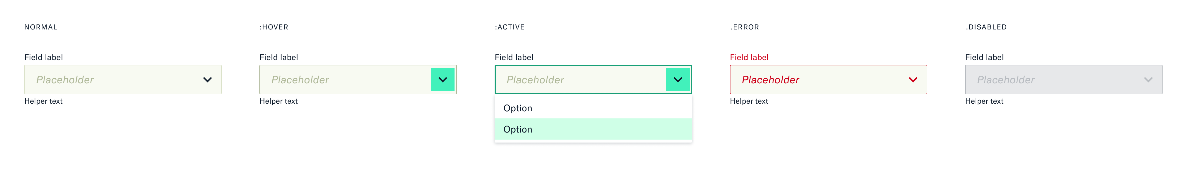 Input field, select